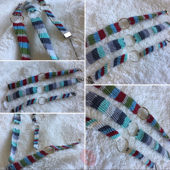 Boho Macrame Gypsy Circle Charm Festival Bracelet - Picture 6 of 6